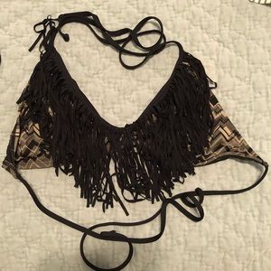 L Space Fringe and Chevron Bikini Top - Large